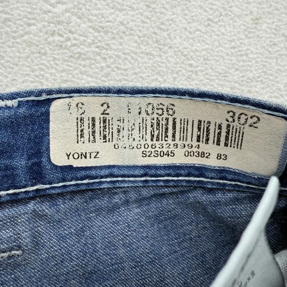 Carhartt Dungaree Fit Work Pants Blue Denim Men Size 34x32‎ Worn In Distressed